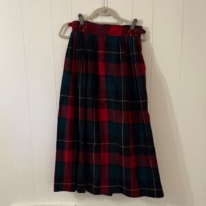 Ralph Lauren Red and Black Plaid A-Line Skirt 1980s vintage Ralph Lauren